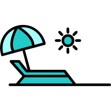 Yaz tatili, plaj ikonu, vektör illüstrasyonu