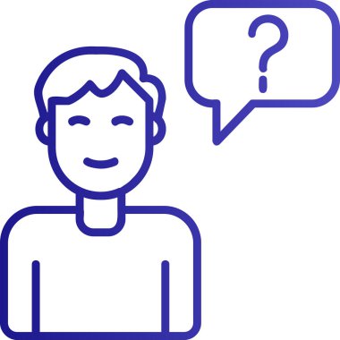 Müşteri Soru simgesi, vektör illüstrasyonu. Logotype. Konuşma balonunda soru işareti olan çocuk Avatar 'ı  