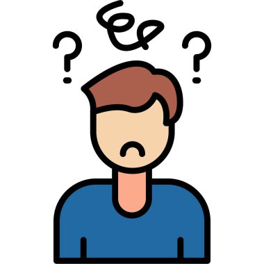 Soru işaretleri ile karışık adam simgesi. Basit tasarım 