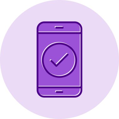 Tik işaretli telefon, vektör illüstrasyonu basit tasarım