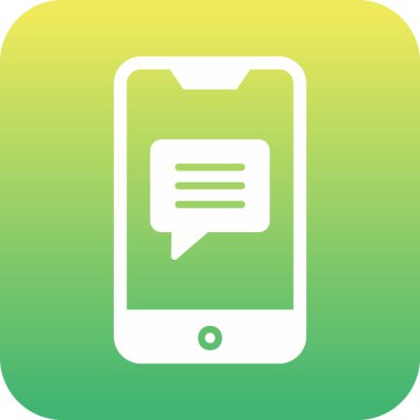 Ekran simgesinde konuşma balonu olan akıllı telefon, vektör illüstrasyon grafik tasarımı 