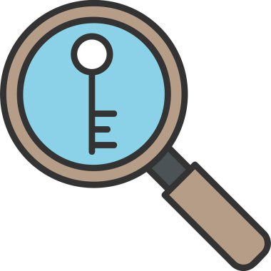 Anahtarlı büyüteç, vektör illüstrasyonu basit tasarım