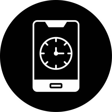 saat ve vektör illüstrasyonlu cep telefonu