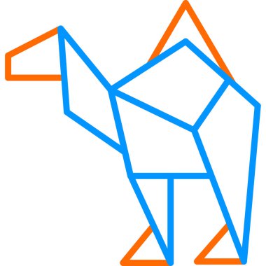 Origami tarzında deve simgesi, vektör illüstrasyonu 