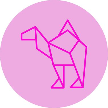 Origami tarzında deve simgesi, vektör illüstrasyonu 