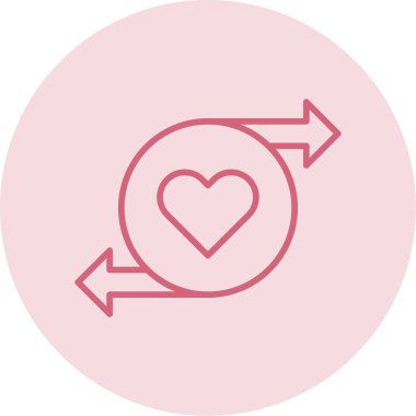 Kalp sembollü yeniden yükleme simgesi, vektör illüstrasyonu 