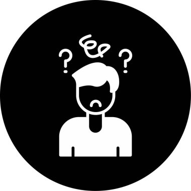 Soru işaretleri ile karışık adam simgesi. Basit tasarım 