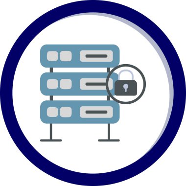 Şifrelenmiş sunucu simgesi, vektör illüstrasyonu basit tasarım