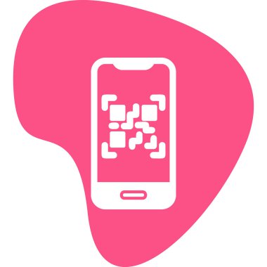 Cep telefonu ekranında QR kodu, vektör illüstrasyonu basit tasarım