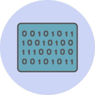 İkili Kod simgesi, vektör illüstrasyonu 