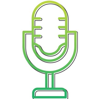 Retro mikrofon simgesi, vektör çizim 