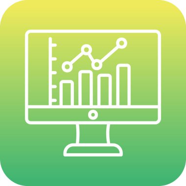çevrimiçi bar grafikli bilgisayar ekranı, web simgesi basit illüstrasyon