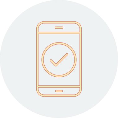 Tik işaretli telefon, vektör illüstrasyonu basit tasarım