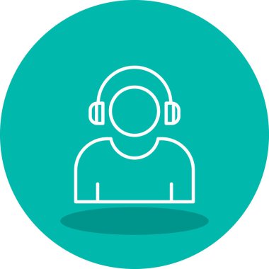 Etkilendirici kulaklık takar Web simgesi, vektör illüstrasyonu