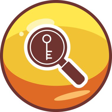 Anahtarlı büyüteç, vektör illüstrasyonu basit tasarım