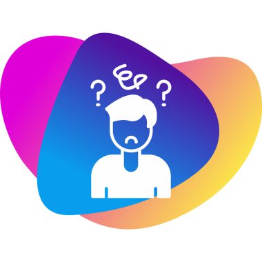 Soru işaretleri ile karışık adam simgesi. Basit tasarım 