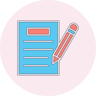 kalem ile doküman. Web simgesi basit illüstrasyon