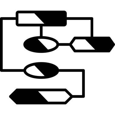 İş diyagramı simgesi. Ağ şeması simgesi. Veritabanı sembolü, vektör illüstrasyonu