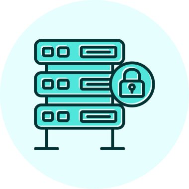 Şifrelenmiş sunucu simgesi, vektör illüstrasyonu basit tasarım