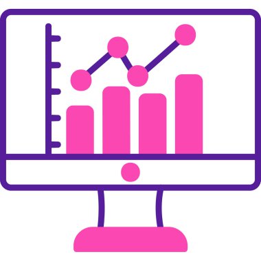 çevrimiçi bar grafikli bilgisayar ekranı, web simgesi basit illüstrasyon