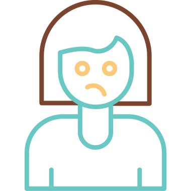 meh kadın simge vektör illüstrasyonuyla karşı karşıya