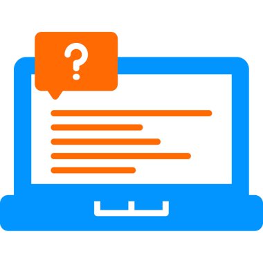  Soru işareti olan dizüstü bilgisayar simgesi. Vektör illüstrasyonu 