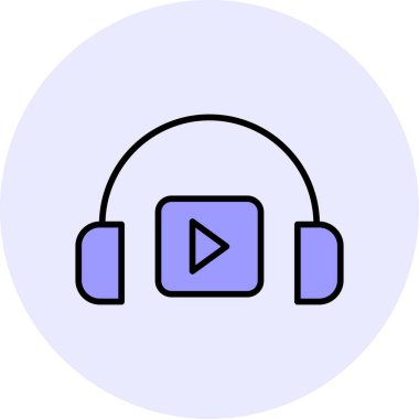 Podacast Dinleme eşleşmeli ikon vektör çizimi