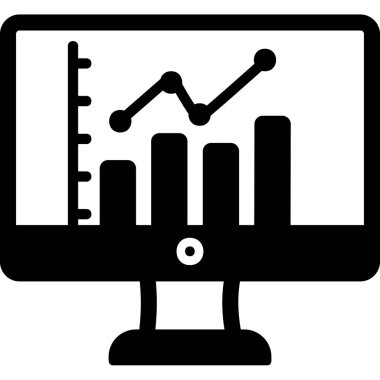 çevrimiçi bar grafikli bilgisayar ekranı, web simgesi basit illüstrasyon