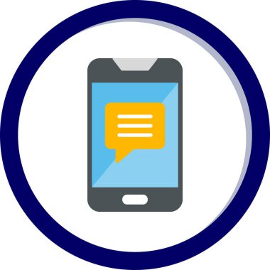 Ekran simgesinde konuşma balonu olan akıllı telefon, vektör illüstrasyon grafik tasarımı 