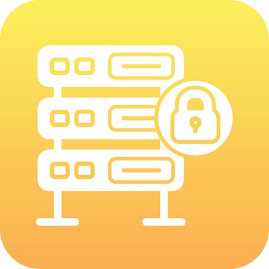 Şifrelenmiş sunucu simgesi, vektör illüstrasyonu basit tasarım