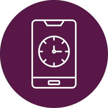 saat ve vektör illüstrasyonlu cep telefonu