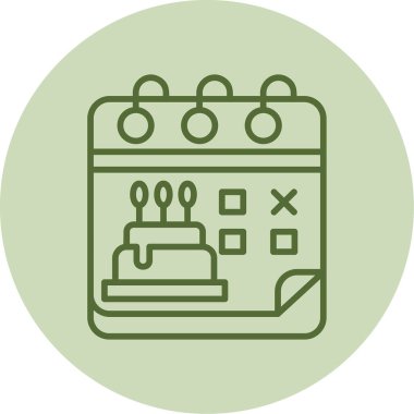 Doğum günü Keki simgesi, vektör illüstrasyonu