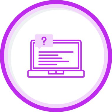  Soru işareti olan dizüstü bilgisayar simgesi. Vektör illüstrasyonu 