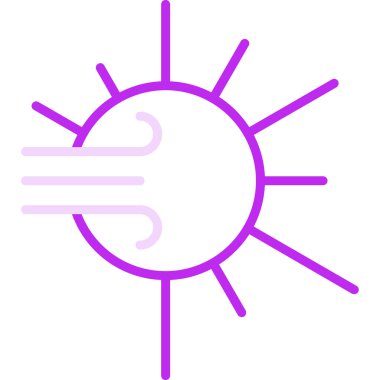 Güneşli rüzgarlı hava durumu simgesi, vektör illüstrasyonu