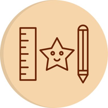 Cetvel, yıldız ve kalem. Web simgesi basit illüstrasyon 