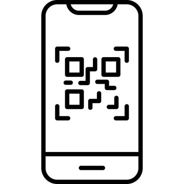 Cep telefonu ekranında QR kodu, vektör illüstrasyonu basit tasarım