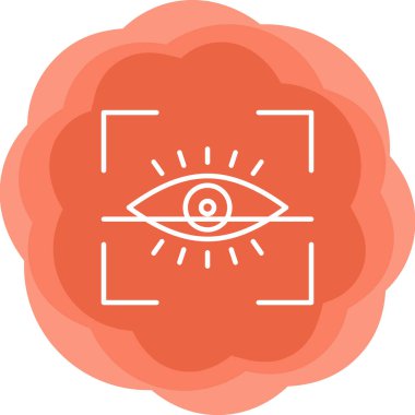 Göz Tarama Ağı simgesi, vektör illüstrasyonu. Tarama çerçevesi vektör ana hatları işaretli dijital göz