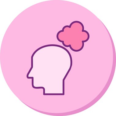 Düşünen baş simgesi, vektör çizimi basit tasarım