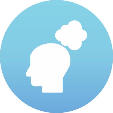 Düşünen baş simgesi, vektör çizimi basit tasarım