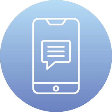 Ekran simgesinde konuşma balonu olan akıllı telefon, vektör illüstrasyon grafik tasarımı 