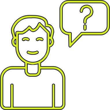 Müşteri Soru simgesi, vektör illüstrasyonu. Logotype. Konuşma balonunda soru işareti olan çocuk Avatar 'ı  