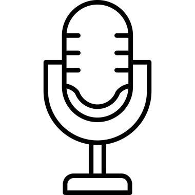 Retro mikrofon simgesi, vektör çizim  