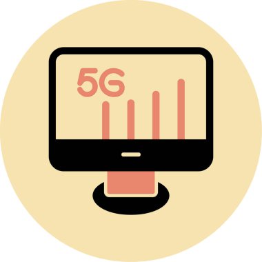 5G Monitör. Web simgesi basit illüstrasyon          