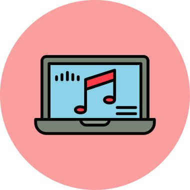 dizüstü bilgisayar vektör illüstrasyonu üzerine nota