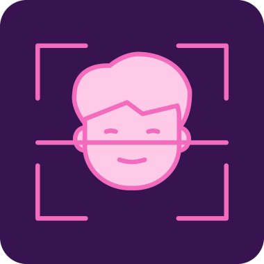 Yüz Tanıma simgesi, vektör illüstrasyonu basit tasarım