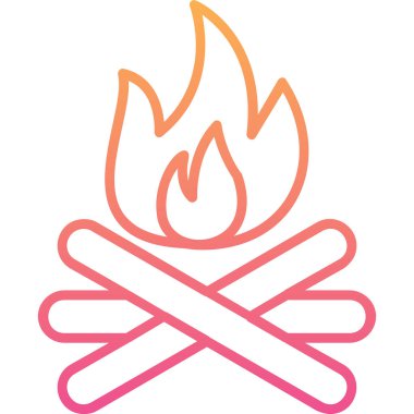 şenlik ateşi simgesi, ağ basit illüstrasyon