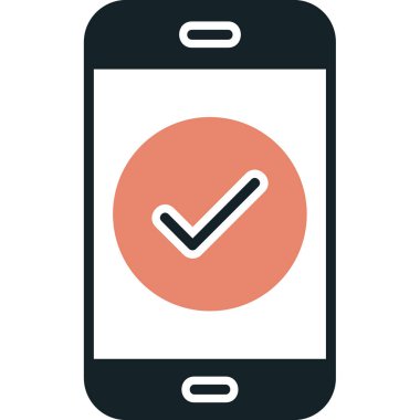 Tik işaretli telefon, vektör illüstrasyonu basit tasarım