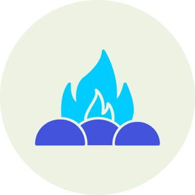 Kamp ateşi simgesi, vektör illüstrasyonu, düz tasarım 