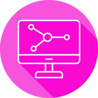 Bilgisayar Simülasyonu simgesi, vektör illüstrasyonu basit tasarım