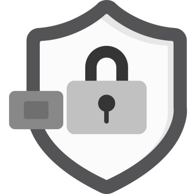 Kalkanlı veri koruma simgesi, vektör illüstrasyonu basit tasarım